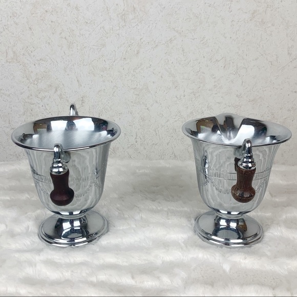 Vintage Faberware silver sugar bowl and creamer wood handles - Picture 4 of 8